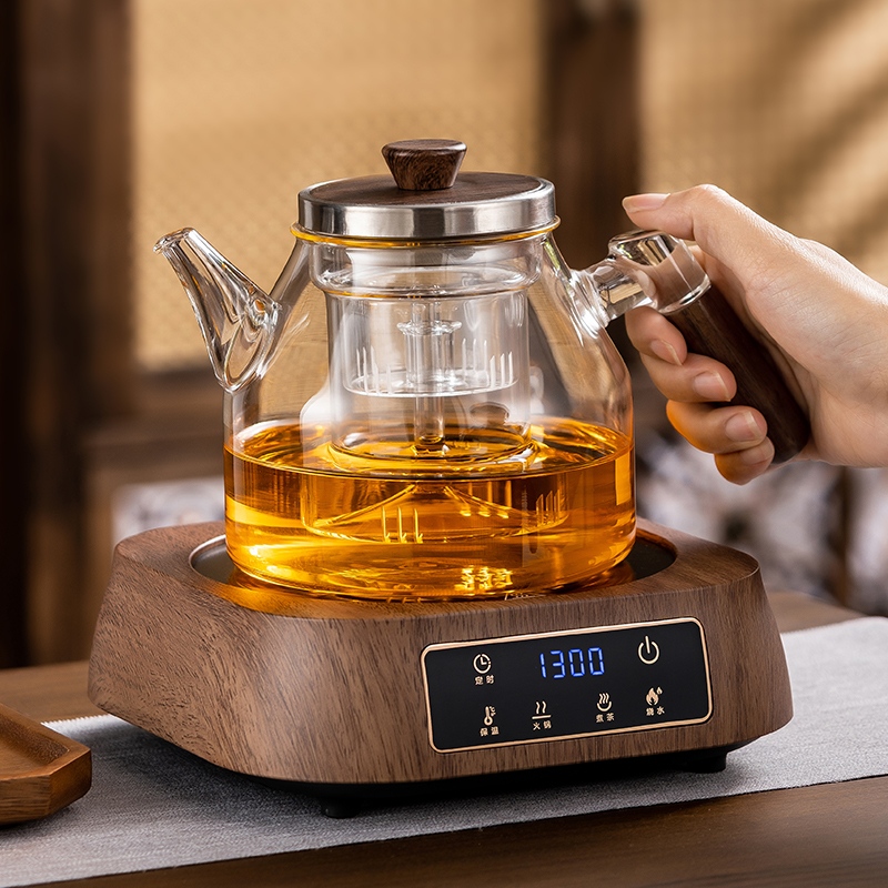 戈米蒸煮茶壶电陶炉加热玻璃壶家用茶具全自动小型围炉煮茶器套装