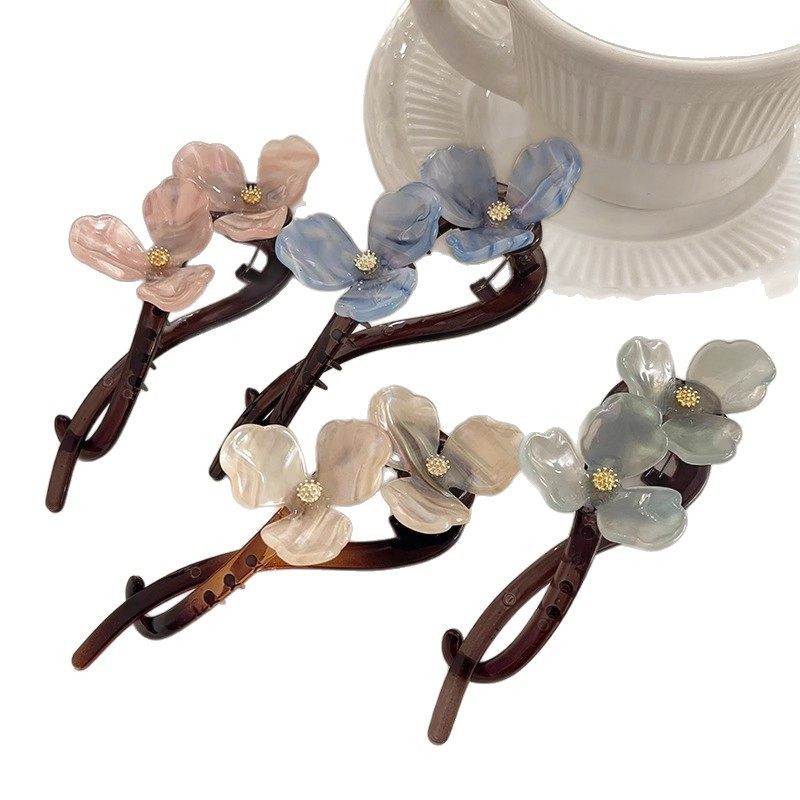 复古感花朵扭扭夹女2025新款后脑勺盘发一字夹头饰半扎发发夹,淘宝优惠券,粉丝福利购,淘宝优惠卷
