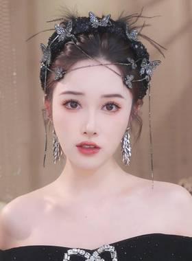 古风盘发蝴蝶流苏发箍汉服头箍女