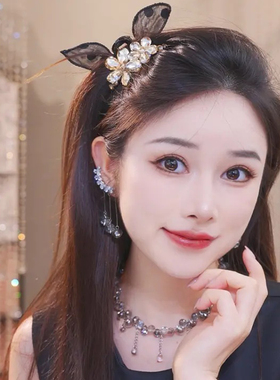 兔耳朵侧边刘海抓夹发卡