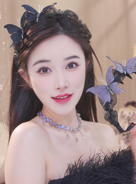 鸢尾花流苏立体蝴蝶发箍女款