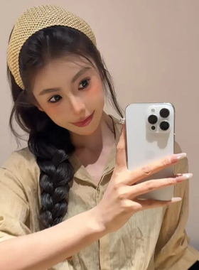 夏季高级感宽边草编发箍女款