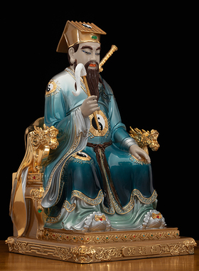 纯铜吕祖吕洞宾神像摆件鎏金祖师