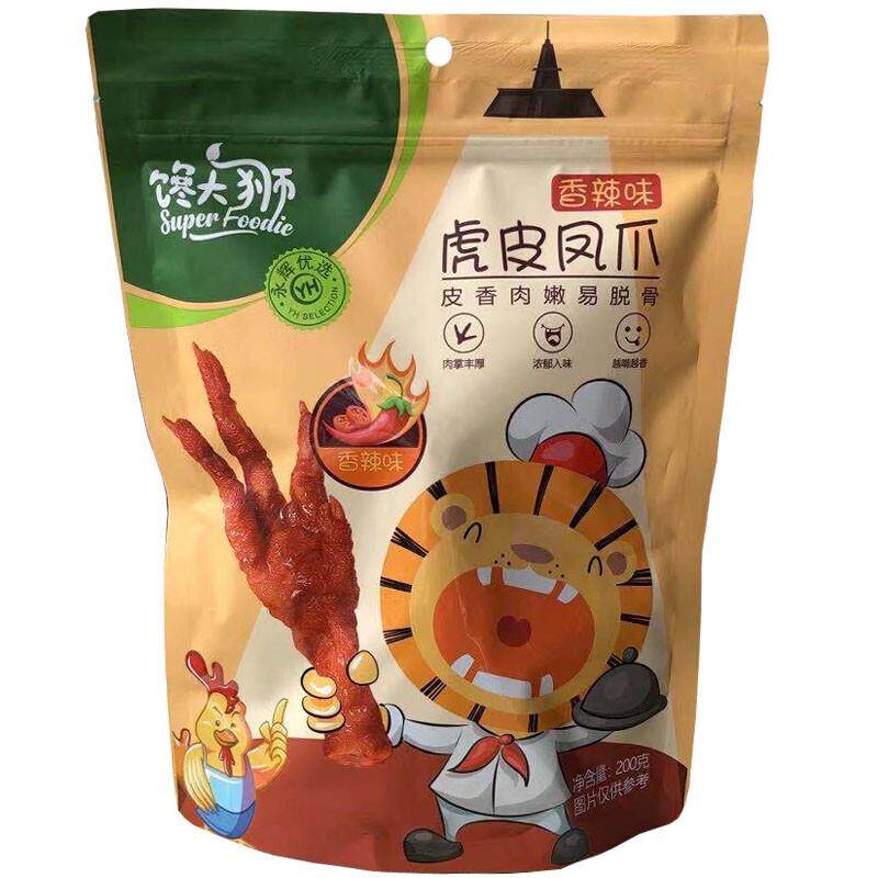 热销馋大狮虎皮凤爪香辣五香味200g师凤鸡爪卤永辉超市小吃零食办