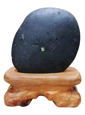 武当山藏石1八长江天然水冲镙钿画面文字原石办公居家祝福摆件
