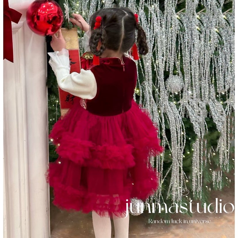 樱桃童装女童儿童宝宝冬装国风加绒背心裙礼服裙拜年裙公主裙,淘宝优惠券,粉丝福利购,淘宝优惠卷