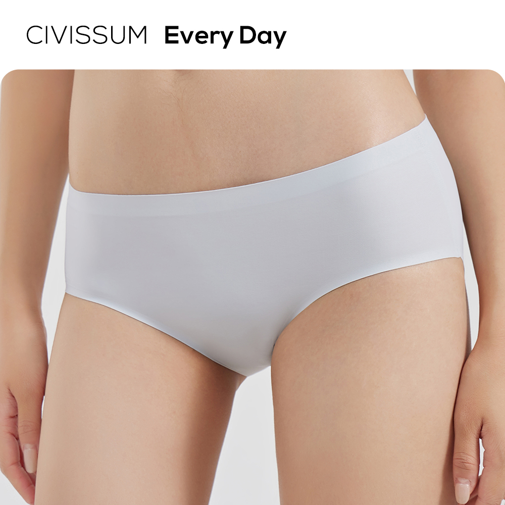 【五件特惠】CIVISSUM无痕超薄中腰冰丝内裤速干透气女士三角裤 - 图1