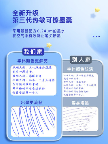 热可擦钢笔墨囊2.6口径学生专用磨力擦墨囊晶蓝色墨蓝黑色墨水胆3.4通用磨可易擦钢笔芯三年级儿童可替换热敏 - 图0
