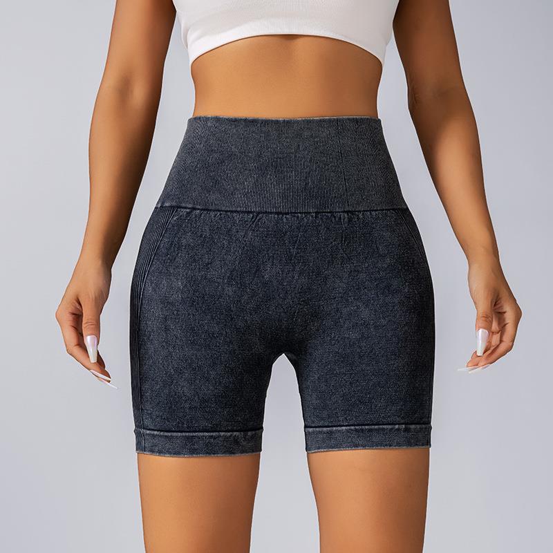 sportswear womens shorts cycling waisted high color solid - 图0