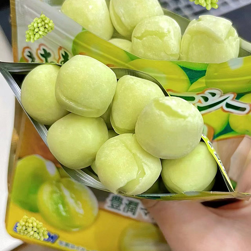现货 日本森永嗨啾拉丝麝香葡萄软糖青提夹心充气糖果网红零食,淘宝优惠券,粉丝福利购,淘宝优惠卷