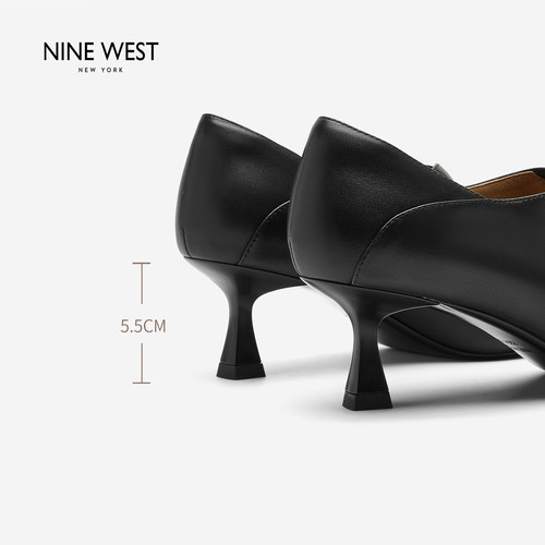 Nine West/玖熙2026年秋季新款高跟鞋女尖头蝴蝶结通勤深口单鞋女 - 图2