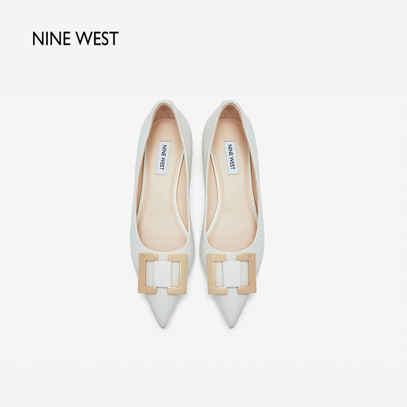 Nine West/玖熙2024年春季新款单鞋女方扣尖头浅口粗跟低跟女鞋 - 图2