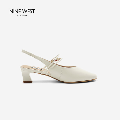 奥莱专供Nine West/玖熙2026年夏季方跟真皮后空包头凉鞋增高女鞋 - 图0
