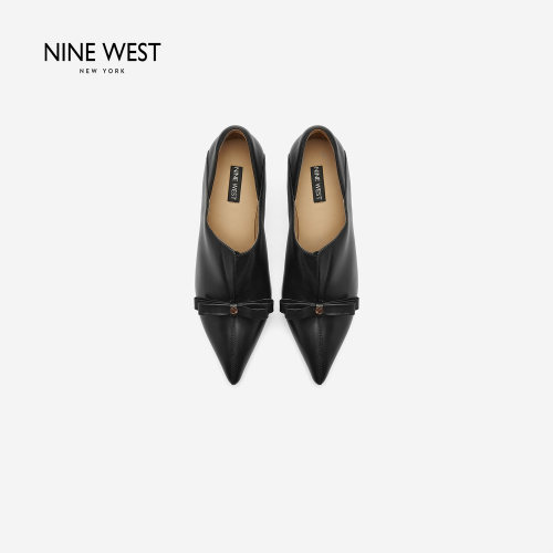 Nine West/玖熙2026年秋季新款高跟鞋女尖头蝴蝶结通勤深口单鞋女 - 图1