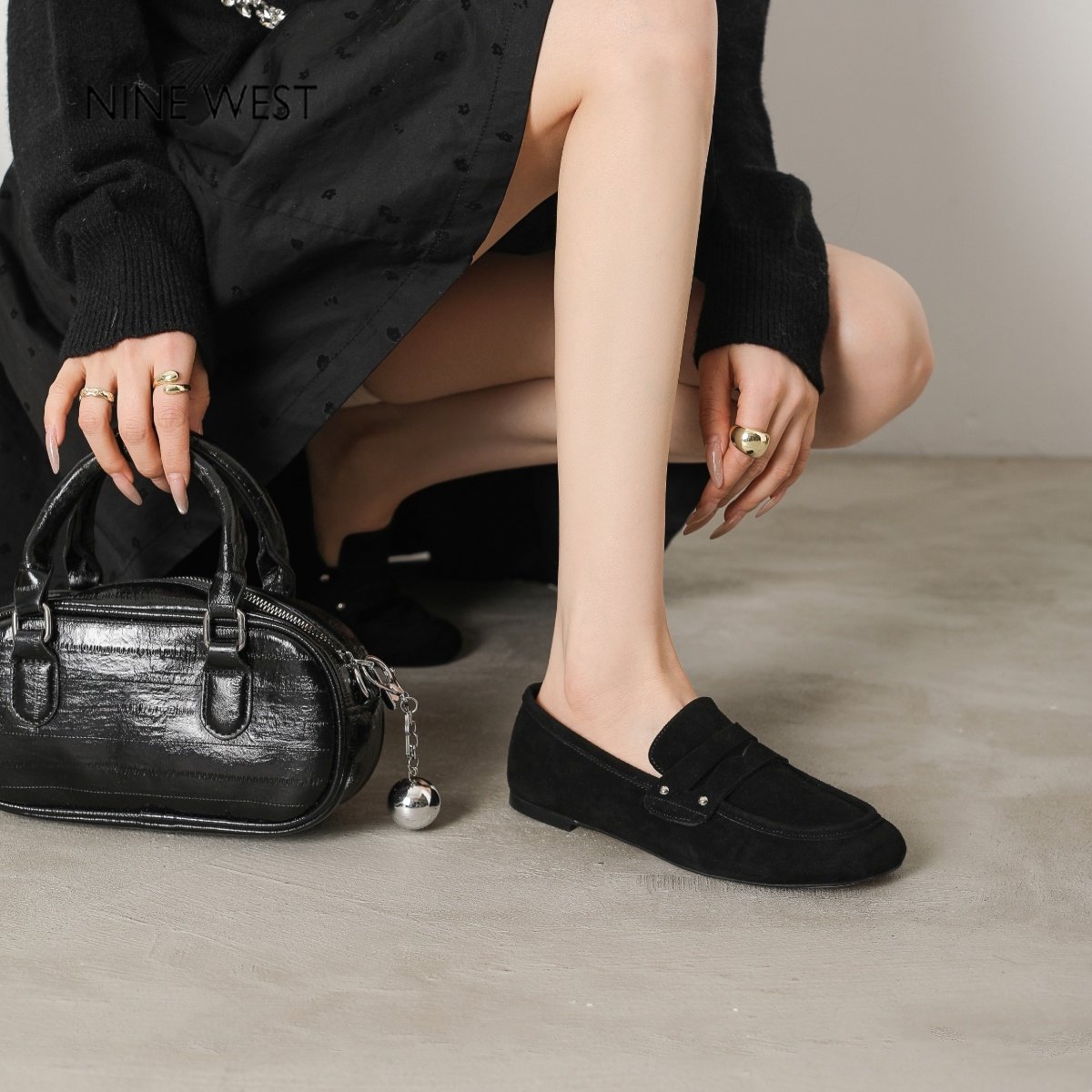 奥莱专供Nine West/玖熙英伦风乐福鞋女一脚蹬平底豆豆鞋休闲单鞋,淘宝优惠券,粉丝福利购,淘宝优惠卷