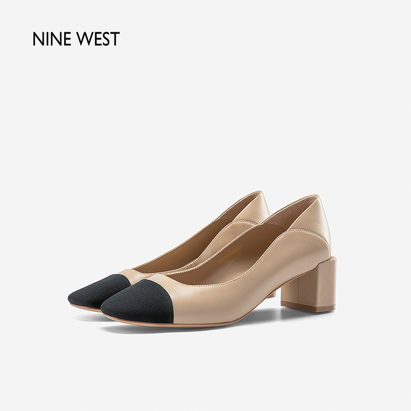 Nine West/玖熙2024年春季新款玛丽珍鞋羊皮圆头粗跟高跟鞋小皮鞋 - 图3