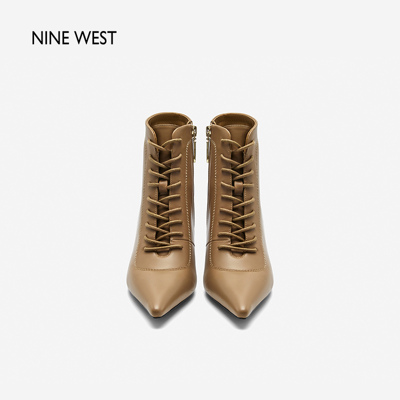 Nine West/玖熙2023年冬季新款高跟短靴女系尖头带细跟时装靴女靴-图2