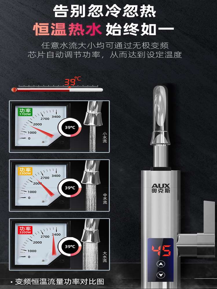 奥克斯电热水龙头速热即热式变频恒温加热厨房快速过自来水热家用 - 图1