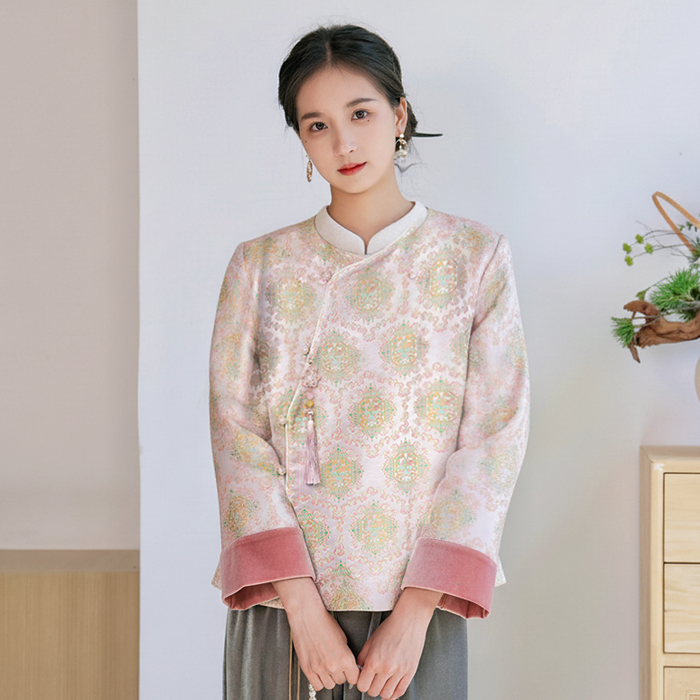 依山锦国风新中式宋锦桑蚕丝真丝厚外套上衣衬衫刺绣衬衣棉服棉袄,淘宝优惠券,粉丝福利购,淘宝优惠卷