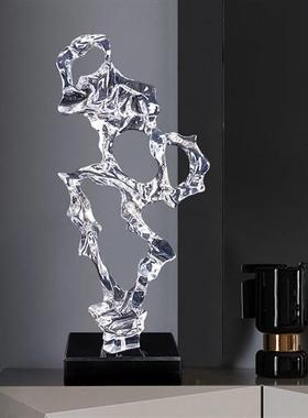 新中式玄关摆件太湖石透明树脂雕塑样板房别墅酒店软装艺术装饰品