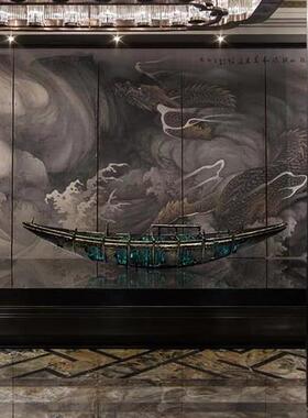 创意镂空小船古铜色透明亚克力家居饰品摆件商业售楼处大型雕塑