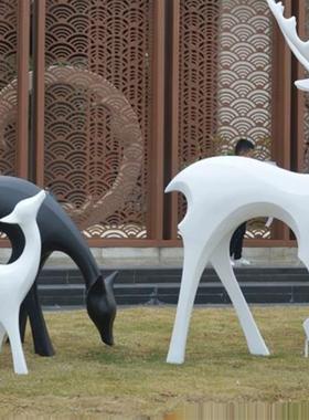 户外玻璃纤维鹿雕塑彷铜园林景观装饰房地产商业抽象麋鹿工艺装饰