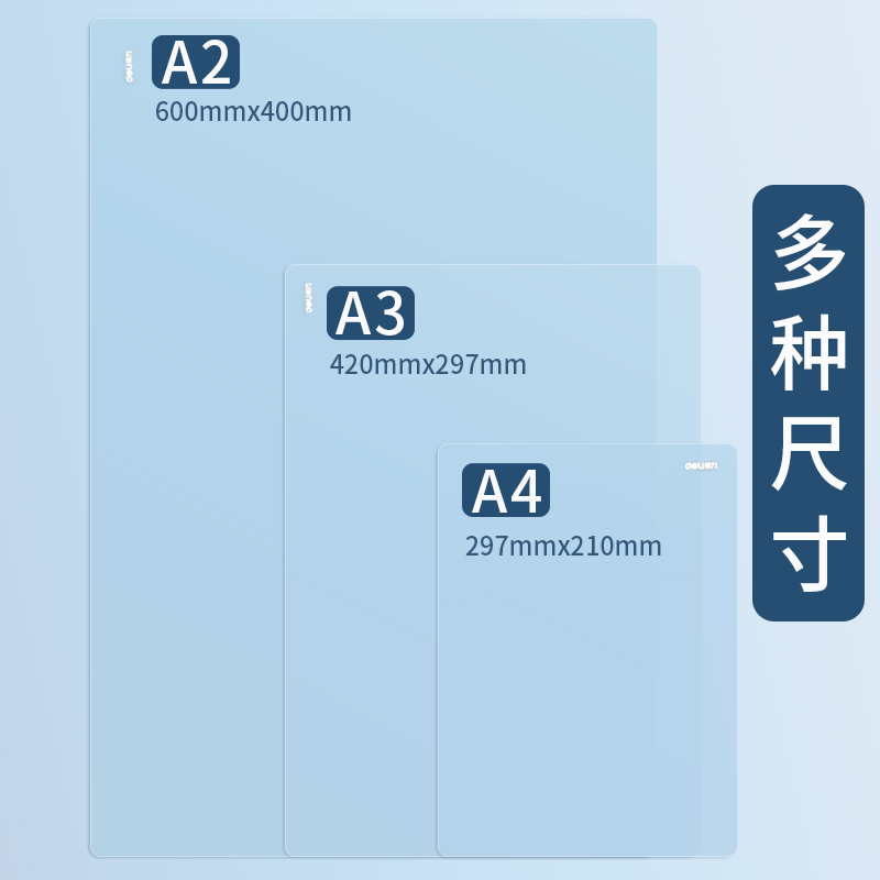 得力学生硅胶软垫板透明小学生中考考试写字塑料写字板专用高考试卷垫初中生书写A3画画手工a4写作业A2桌面垫 - 图2