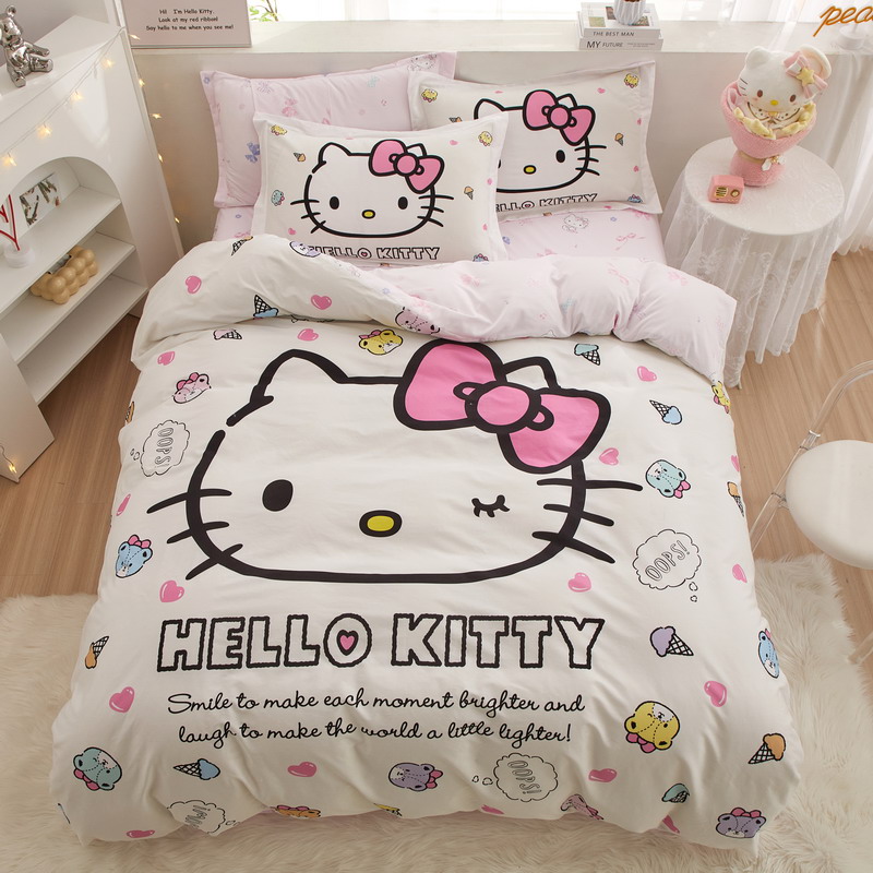 Hellokitty儿童被套床品四件套纯棉全棉kt猫女孩房卡通床单三件套