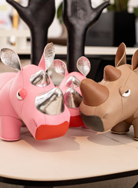 犀牛皮质大号家居装饰摆件礼物