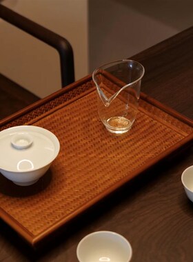 吕氏竹匠竹编大漆茶盘茶具收纳盘干泡茶托盘竹制托盘便携功夫茶台