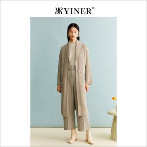 [御寒牦牛绒]YINER音儿女装2023冬季新款长款羊毛针织衫外套