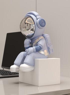 思考者太空人宇航员坐姿摆件客厅电视柜酒柜书柜书靠玄关工位装饰