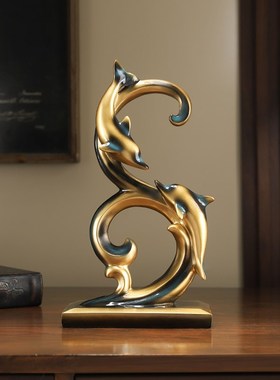 速发海豚摆件简客厅摆件高端装气上档次办公室酒大柜子柜饰工艺品