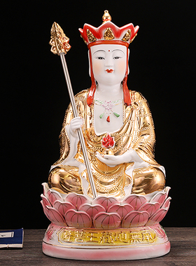 速发陶瓷地藏菩萨像 地藏王佛像 娑婆家圣坐像三居供奉摆神件像