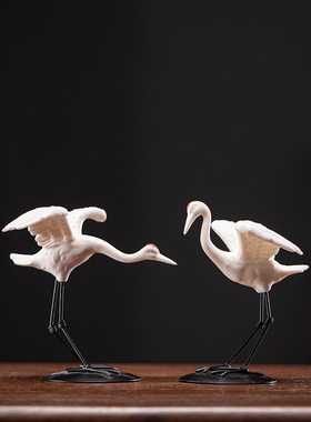 速发仙鹤陶瓷摆件灯创意家居客玄酒柜电视厅柜关办公室软装饰