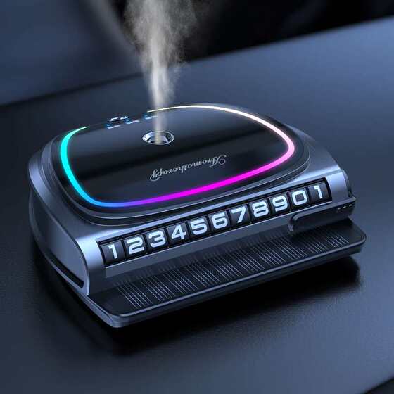 German solar car aromatherapy smart spray perfume high-end car atmosphere lighting ornaments moving parking plate