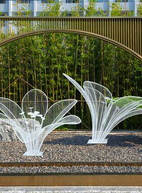 不锈钢镂空花朵雕塑户外植物草坪玫瑰花蘑菇摆件创意景观美陈装饰