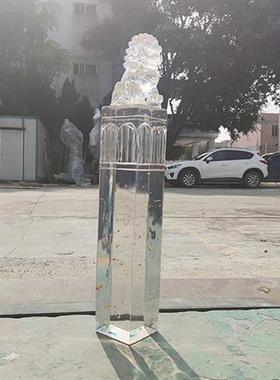 透明金箔狮子落地摆件貔貅拴马桩立柱酒店售楼处别墅招财镇宅雕塑