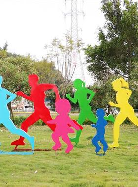 不锈钢自行车跑步体育运动人物雕塑定制校园文化城市公园铁艺小品