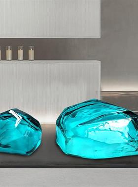 定制透明树脂景观石头摆件酒店售楼处别墅庭院落地雕塑软装工艺品