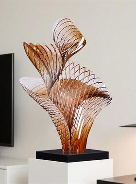 售楼部酒店大堂大型落地雕塑玄关客厅桌面摆件家居装饰品透明树脂