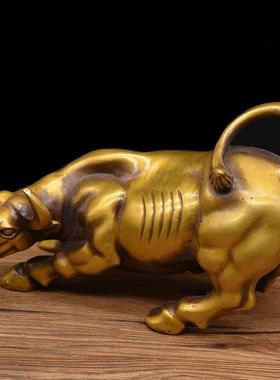 铜匠之家黄铜大华尔街牛摆件铜牛手把件天牛办公室家居铜牛摆件潮