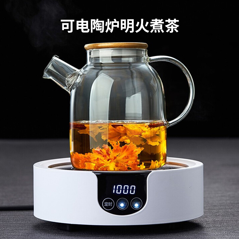 玻璃茶壶耐高温加厚电陶炉烧水壶家用养身煮花茶壶泡茶壶茶具套装-图2