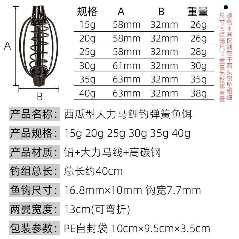 跨境欧式大力马飞德钓鲤钓鱼饵笼西瓜型防挂底弹簧打窝笼配件-图1