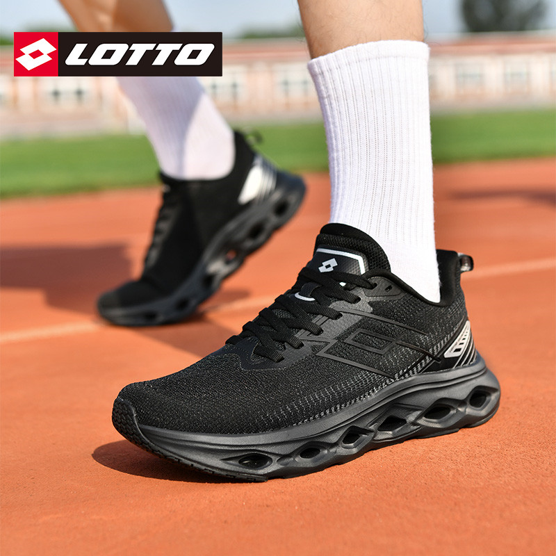 LOTTO乐途男黑色减震跑步鞋2025秋冬季新款网面透气休闲运动鞋子,淘宝优惠券,粉丝福利购,淘宝优惠卷