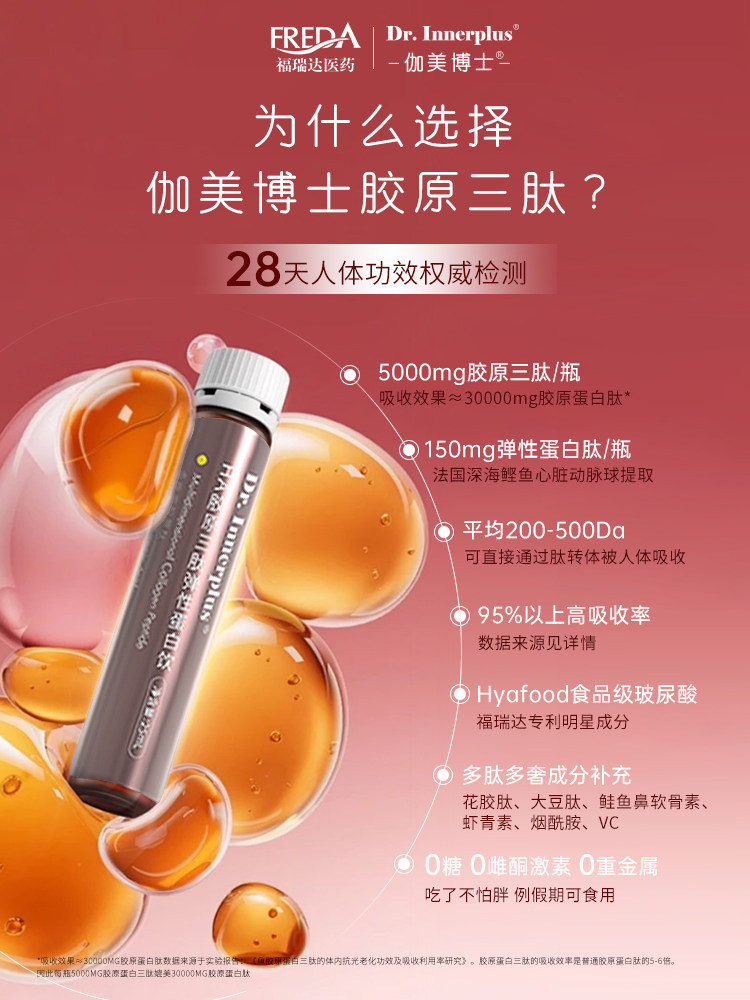 福瑞达伽美博士HA胶原三肽弹性蛋白肽口服液小分子官方旗舰店Y