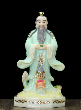 汉白玉三清神像太上老君摆件家用镇宅保平安镇宅道德灵宝元始天尊