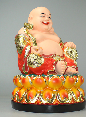 笑佛摆件弥勒佛居家祝福客厅树脂寺庙用品弥乐佛树脂彩绘12寸佛像