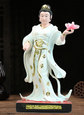 桃花仙子神像何仙姑七仙女装饰树脂彩绘摆件寺庙用小佛像12寸摆设