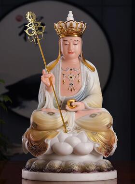 娑婆三圣的佛像汉白玉观音菩萨供奉坐莲观音佛像地藏王释迦牟尼佛